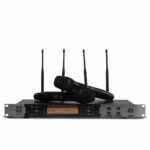 Xtreme Acoustics XAX02 UHF Dual Channel Professional Wireless Microphone System for Singing, Recording, Karaoke, Stage Events, Party, Amplifier PA Mixer