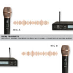 Xtreme Acoustics XAB02G Professional UHF Wireless Handheld Dual Channel Microphone System for Singing, Amplifier PA Mixer (Gold) - Image 7