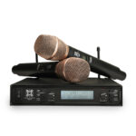 Xtreme Acoustics XAB02G Professional UHF Wireless Handheld Dual Channel Microphone System for Singing, Amplifier PA Mixer (Gold)